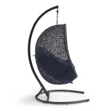 Luna Sunbrella® Swing Outdoor Patio Lounge Chair in Black Navy