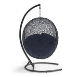 Luna Sunbrella® Swing Outdoor Patio Lounge Chair in Black Navy