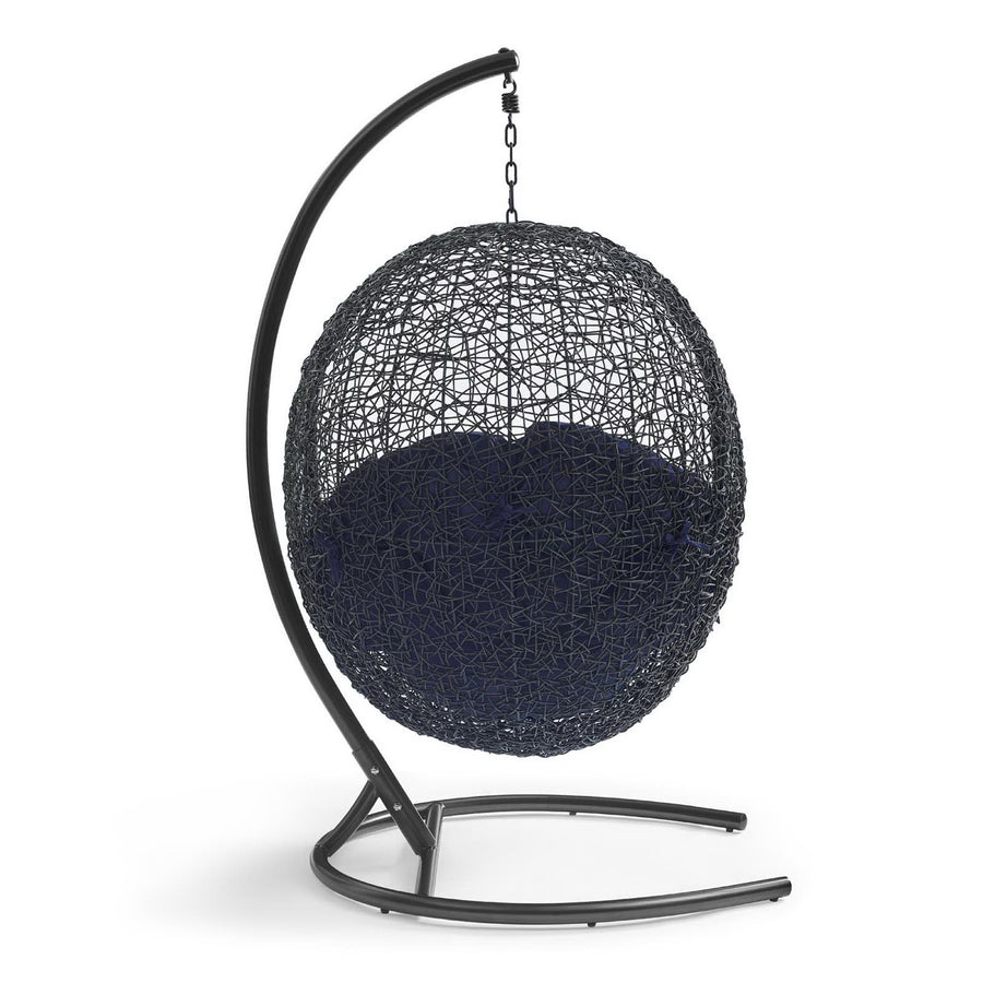 Luna Sunbrella® Swing Outdoor Patio Lounge Chair in Black Navy