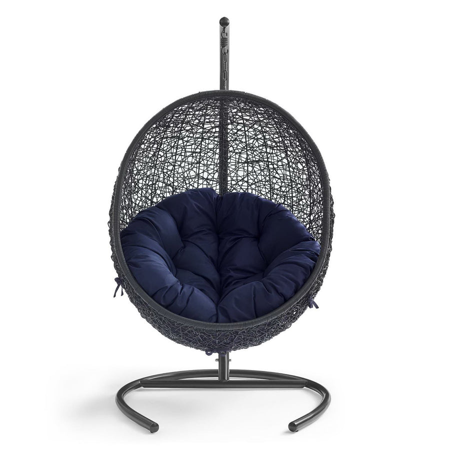 Luna Sunbrella® Swing Outdoor Patio Lounge Chair in Black Navy