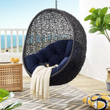 Luna Sunbrella® Swing Outdoor Patio Lounge Chair in Black Navy