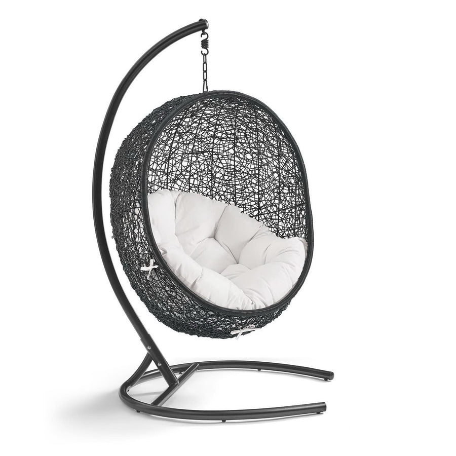 Luna Sunbrella® Swing Outdoor Patio Lounge Chair in Black White