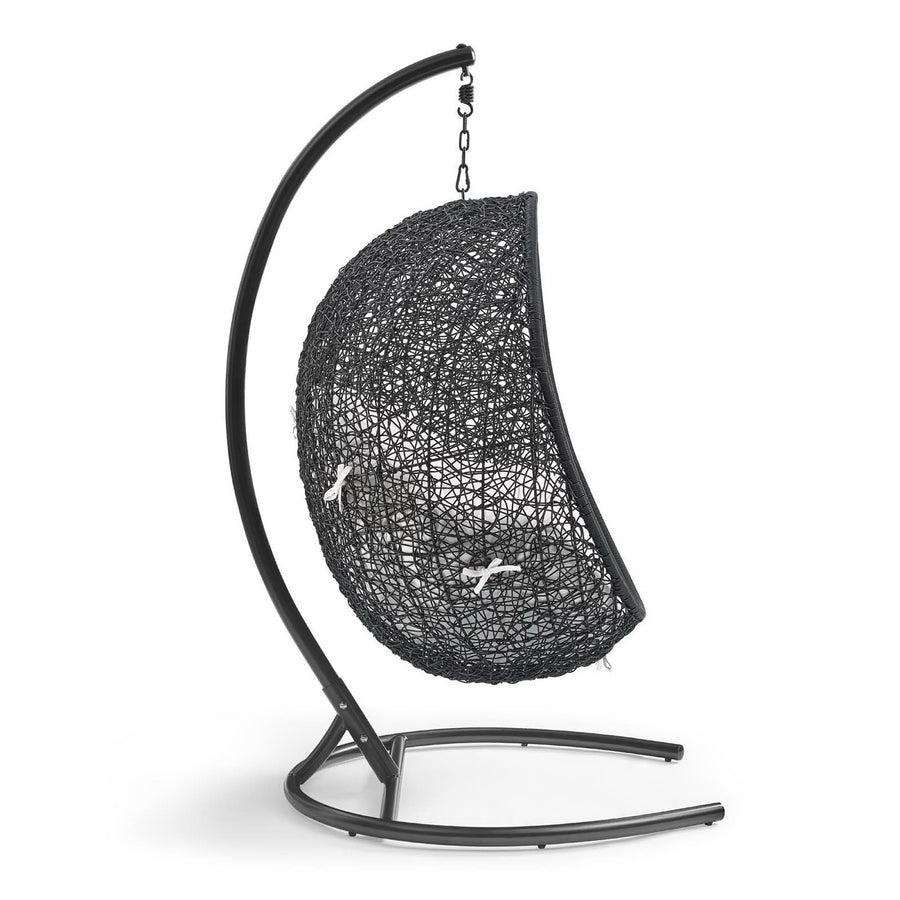 Luna Sunbrella® Swing Outdoor Patio Lounge Chair in Black White