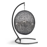 Luna Sunbrella® Swing Outdoor Patio Lounge Chair in Black White