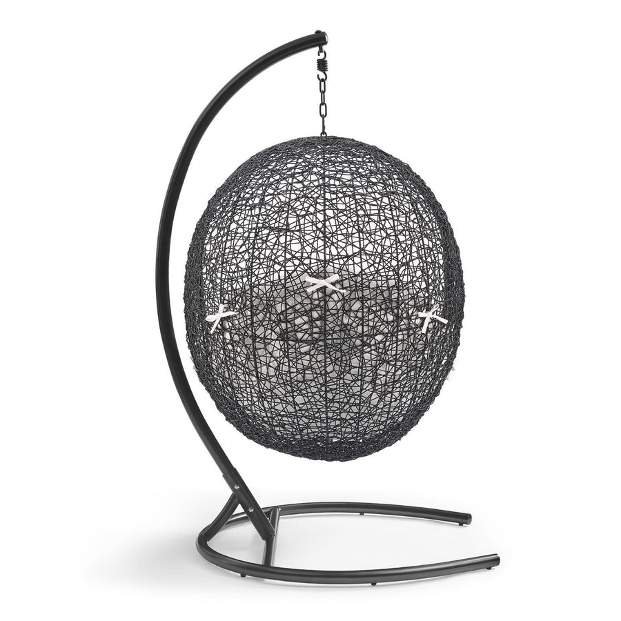 Luna Sunbrella® Swing Outdoor Patio Lounge Chair in Black White