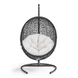 Luna Sunbrella® Swing Outdoor Patio Lounge Chair in Black White