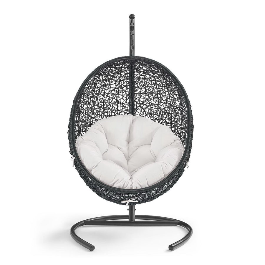 Luna Sunbrella® Swing Outdoor Patio Lounge Chair in Black White