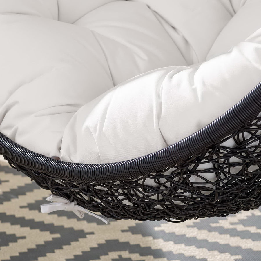 Luna Sunbrella® Swing Outdoor Patio Lounge Chair in Black White