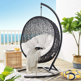 Luna Sunbrella® Swing Outdoor Patio Lounge Chair in Black White