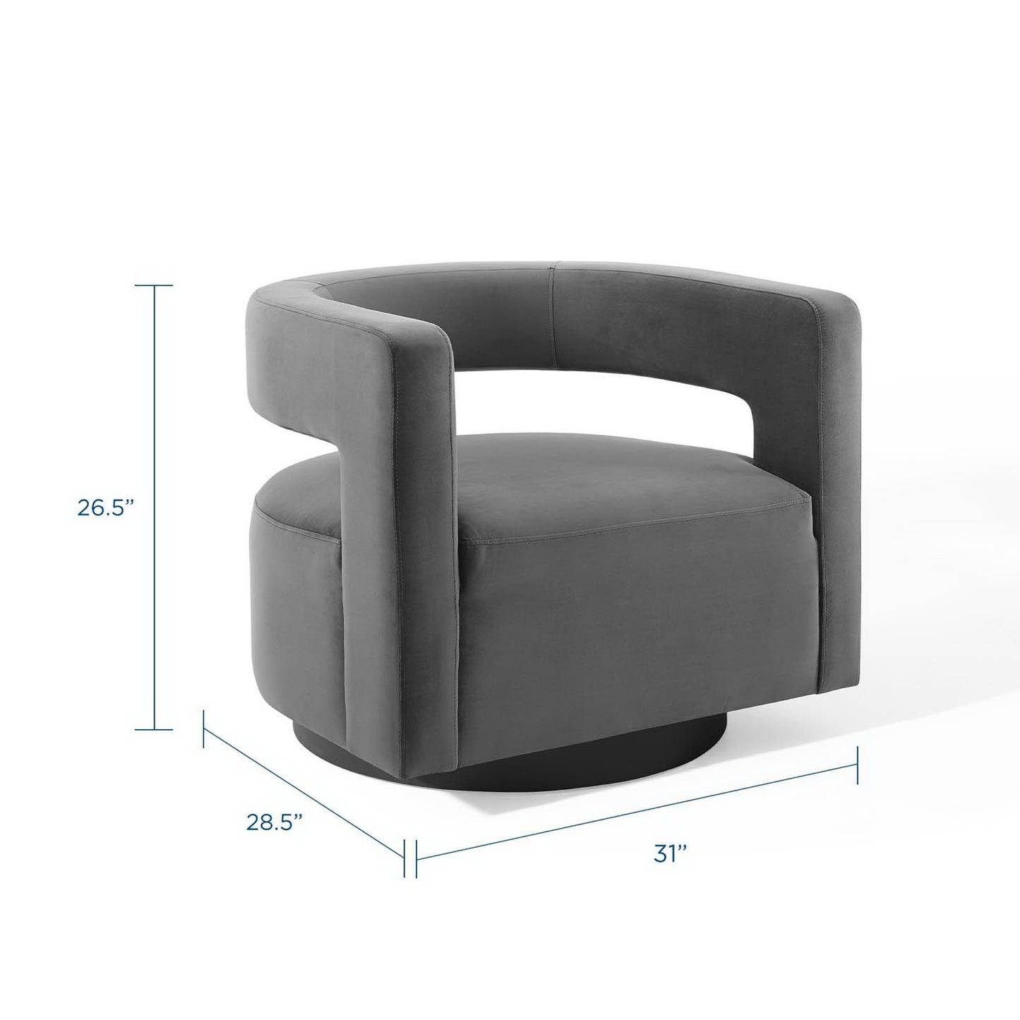 Spin Cutaway Performance Velvet Swivel Armchair by Furniture For America