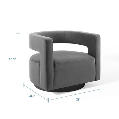Spin Cutaway Performance Velvet Swivel Armchair by Furniture For America