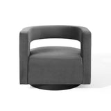 Aalborg Cutaway Performance Velvet Swivel Armchair in Gray