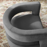 Aalborg Cutaway Performance Velvet Swivel Armchair in Gray