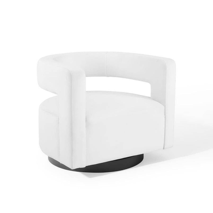 Aalborg Cutaway Performance Velvet Swivel Armchair in White
