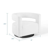 Aalborg Cutaway Performance Velvet Swivel Armchair in White