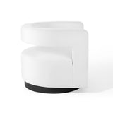 Aalborg Cutaway Performance Velvet Swivel Armchair in White