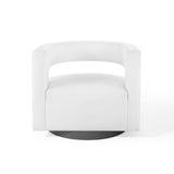 Aalborg Cutaway Performance Velvet Swivel Armchair in White