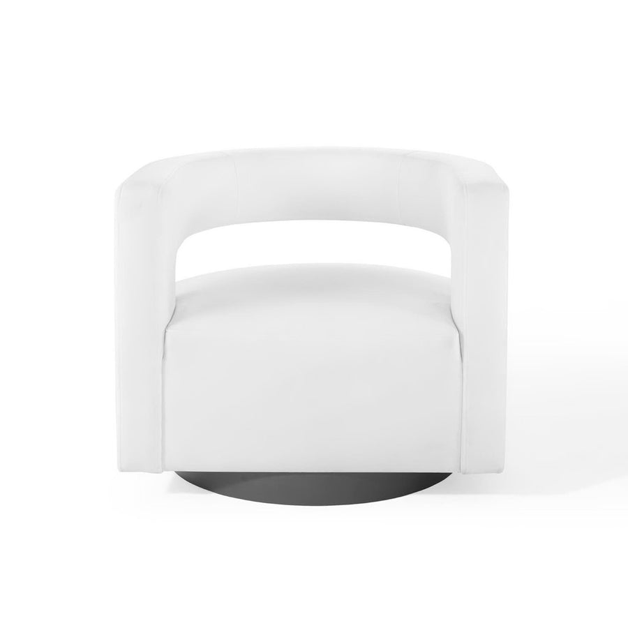 Aalborg Cutaway Performance Velvet Swivel Armchair in White