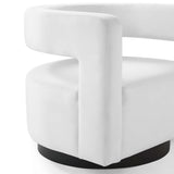 Aalborg Cutaway Performance Velvet Swivel Armchair in White