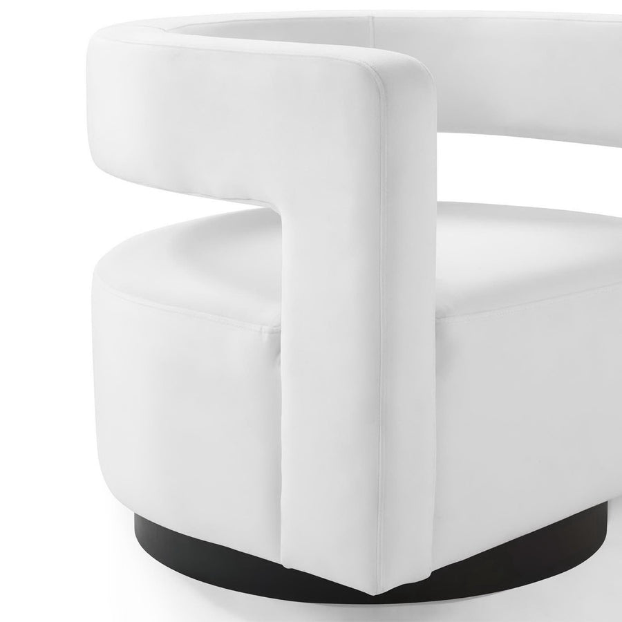 Aalborg Cutaway Performance Velvet Swivel Armchair in White