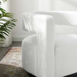 Aalborg Cutaway Performance Velvet Swivel Armchair in White