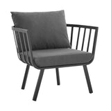 Merlot Outdoor Patio Aluminum Armchair Set of 2 in Gray Charcoal