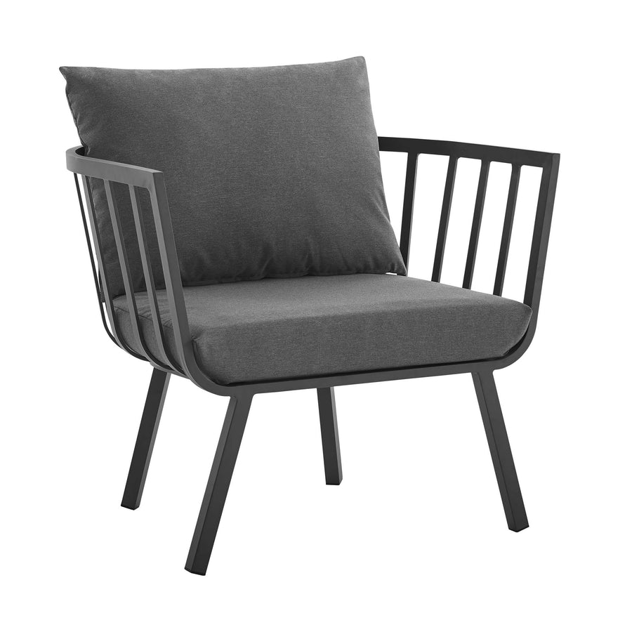 Merlot Outdoor Patio Aluminum Armchair Set of 2 in Gray Charcoal