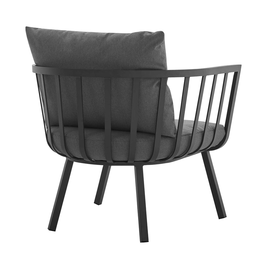 Merlot Outdoor Patio Aluminum Armchair Set of 2 in Gray Charcoal
