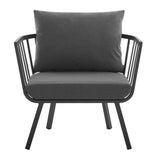 Merlot Outdoor Patio Aluminum Armchair Set of 2 in Gray Charcoal