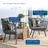 Merlot Outdoor Patio Aluminum Armchair Set of 2 in Gray Charcoal