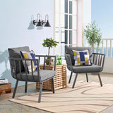 Merlot Outdoor Patio Aluminum Armchair Set of 2 in Gray Charcoal