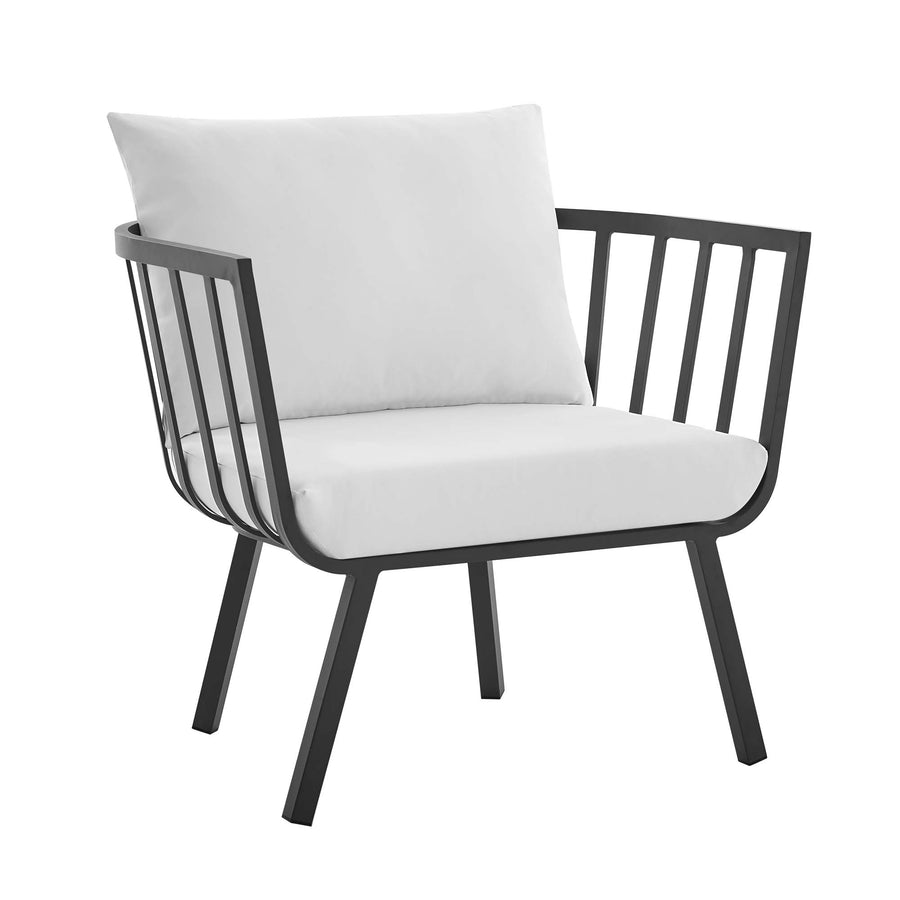 Merlot Outdoor Patio Aluminum Armchair Set of 2 in Gray White