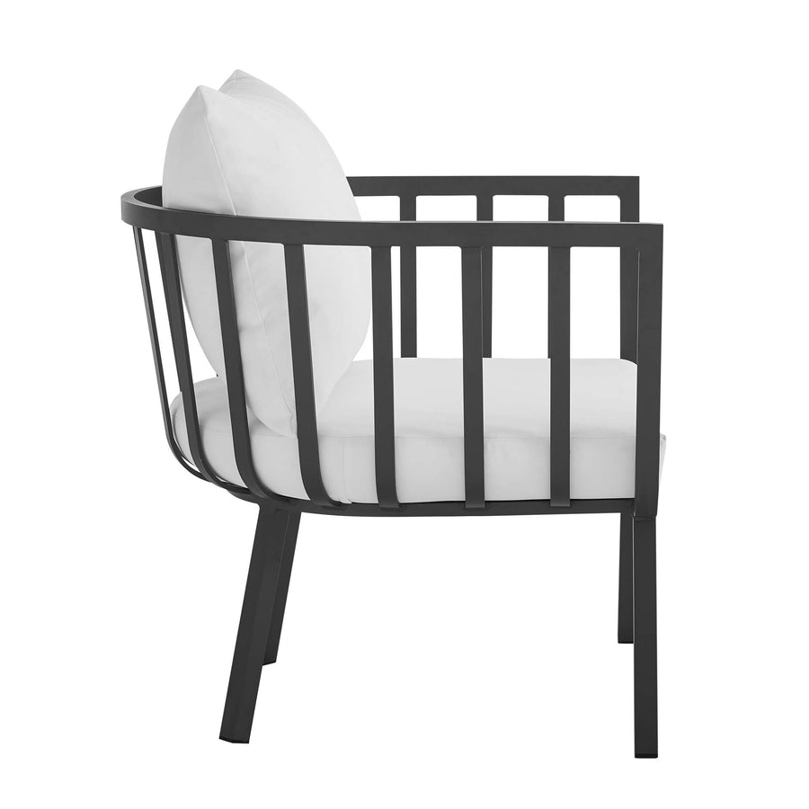 Merlot Outdoor Patio Aluminum Armchair Set of 2 in Gray White