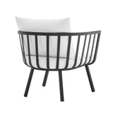 Merlot Outdoor Patio Aluminum Armchair Set of 2 in Gray White