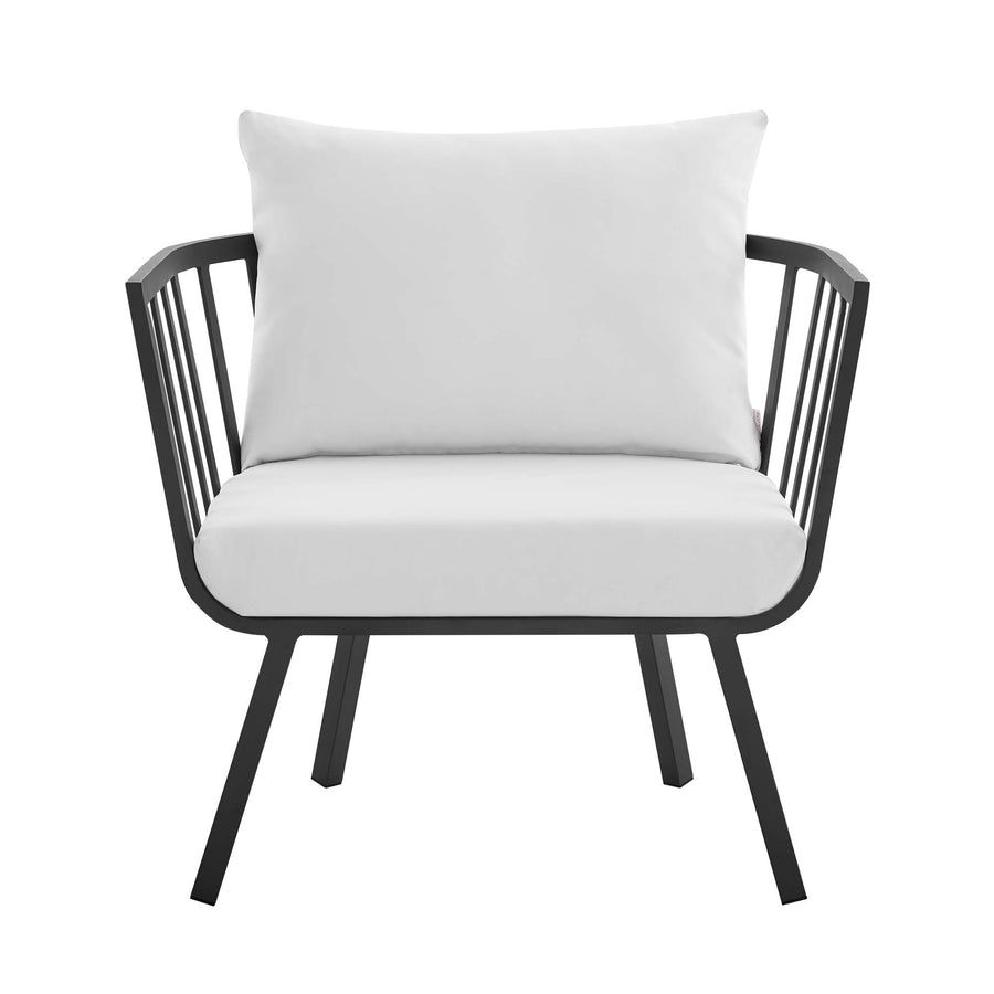 Merlot Outdoor Patio Aluminum Armchair Set of 2 in Gray White