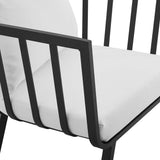 Merlot Outdoor Patio Aluminum Armchair Set of 2 in Gray White