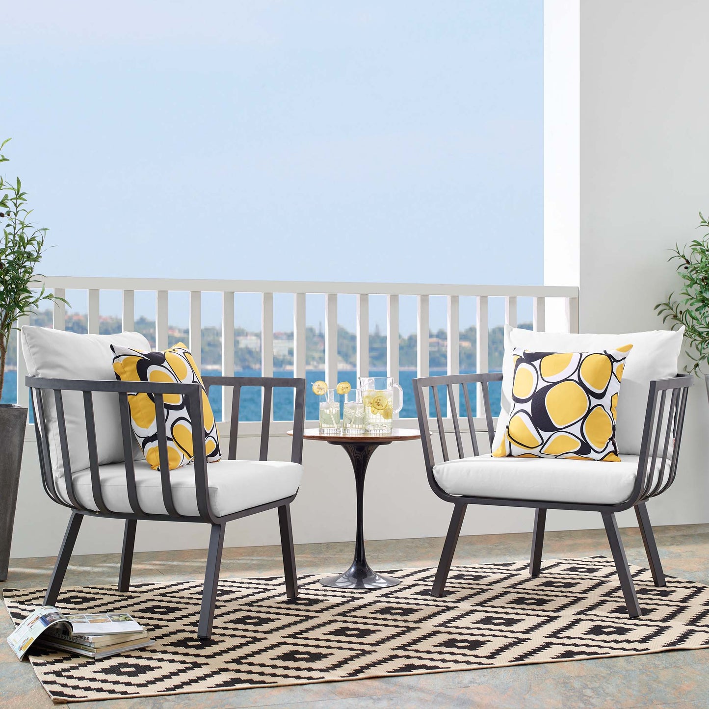 Riverside Outdoor Patio Aluminum Armchair Set of 2 by Furniture For America