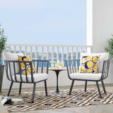 Merlot Outdoor Patio Aluminum Armchair Set of 2 in Gray White