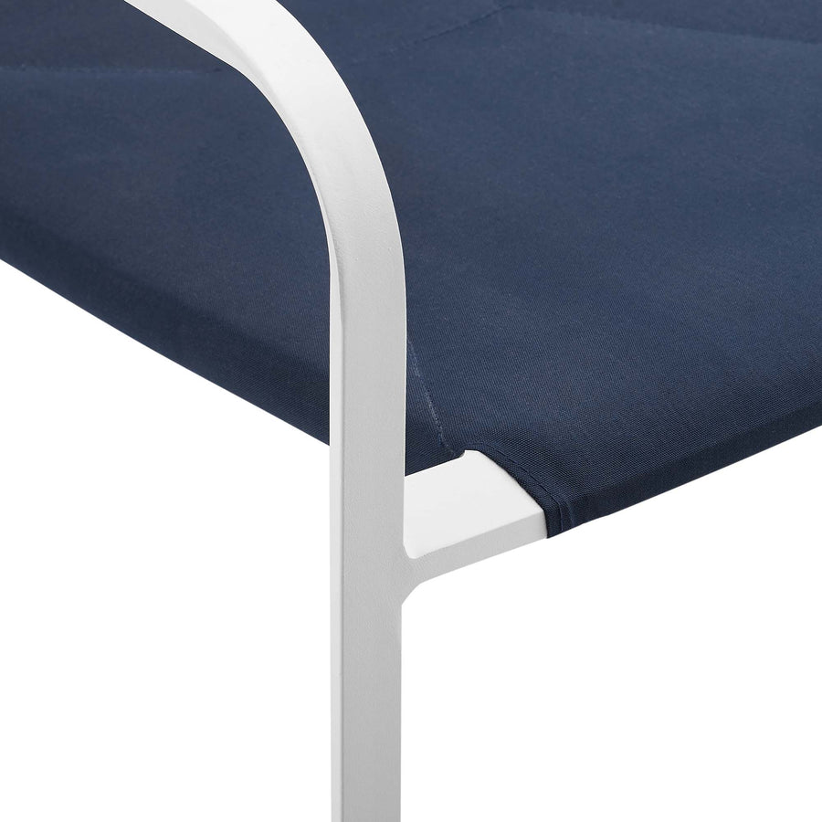 Studio Outdoor Patio Aluminum Armchair Set of 2 in White Navy