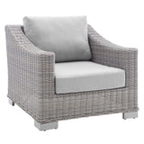 Harlow Sunbrella® Outdoor Patio Wicker Rattan Armchair in Light Gray Gray