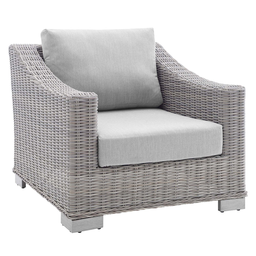 Harlow Sunbrella® Outdoor Patio Wicker Rattan Armchair in Light Gray Gray