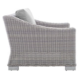 Harlow Sunbrella® Outdoor Patio Wicker Rattan Armchair in Light Gray Gray