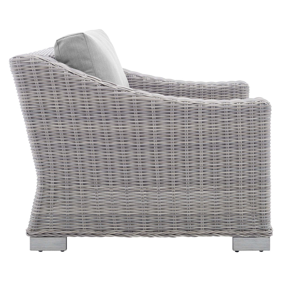 Harlow Sunbrella® Outdoor Patio Wicker Rattan Armchair in Light Gray Gray