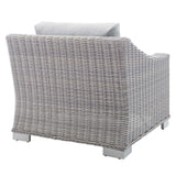 Harlow Sunbrella® Outdoor Patio Wicker Rattan Armchair in Light Gray Gray