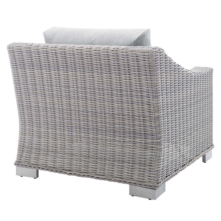 Conway Sunbrella® Outdoor Patio Wicker Rattan Armchair in Light Gray Gray
