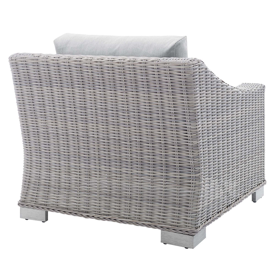 Harlow Sunbrella® Outdoor Patio Wicker Rattan Armchair in Light Gray Gray