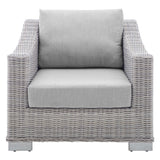 Harlow Sunbrella® Outdoor Patio Wicker Rattan Armchair in Light Gray Gray