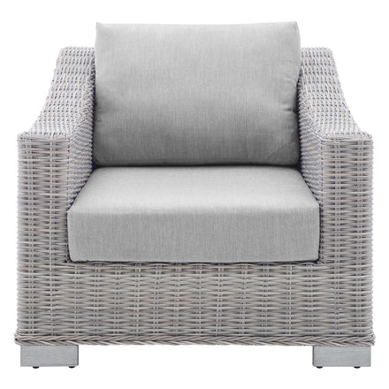 Conway Sunbrella® Outdoor Patio Wicker Rattan Armchair in Light Gray Gray