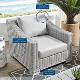 Harlow Sunbrella® Outdoor Patio Wicker Rattan Armchair in Light Gray Gray