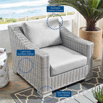 Conway SunbrellaÂ® Outdoor Patio Wicker Rattan Armchair by Furniture For America